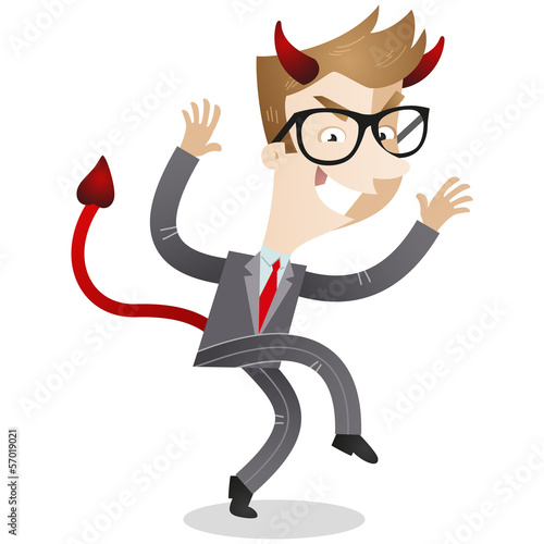 Businessman, evil, devil, horns, sneaking, scary