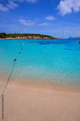 Fototapeta Naklejka Na Ścianę i Meble -  Ibiza Cala Bassa beach with turquoise Mediterranean