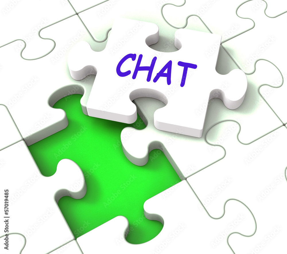 Chat Jigsaw Shows Chatting Talking Typing Or Texting Chat Jigsaw Shows Chatting Talking Typing Or Texting