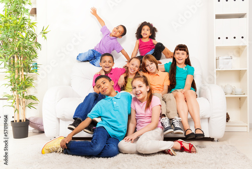Many friends together in living room