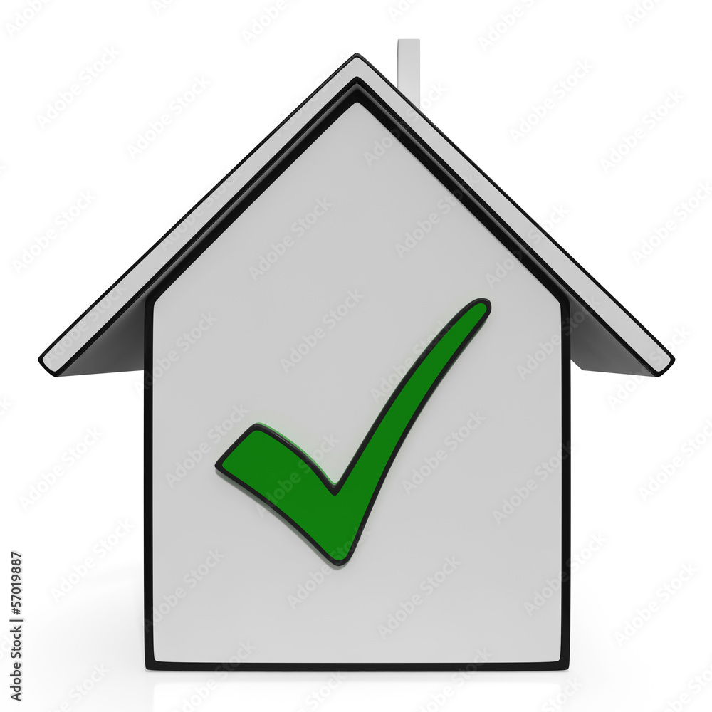 Home Icons With Check Showing House For Sale Home Icons With Check Showing House For Sale