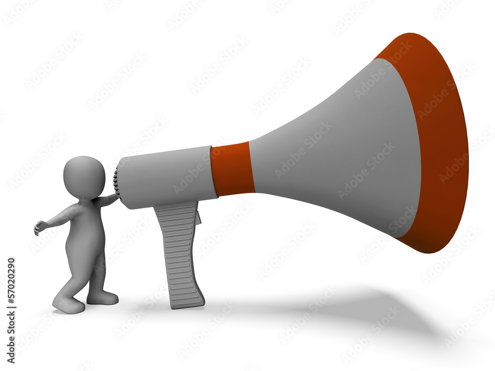 Megaphone Character Shows Announcing Speech Explaining And Loud Megaphone Character Shows Announcing Speech Explaining And Loud