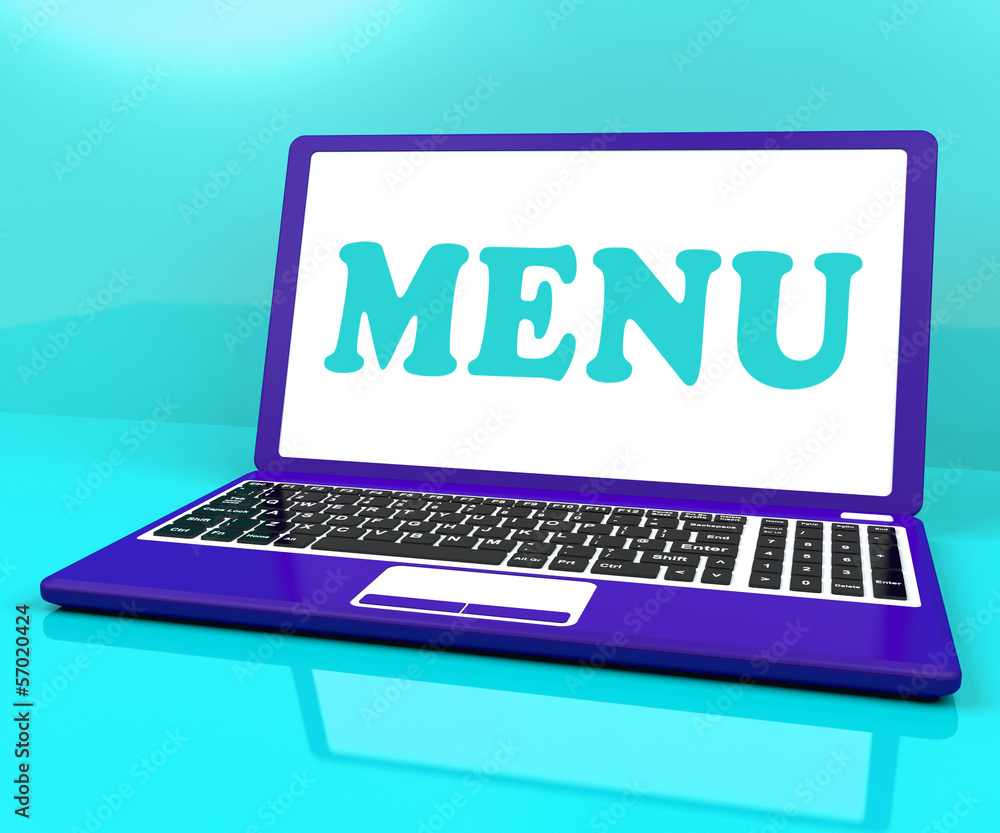 Menu Laptop Shows Ordering Food From Restaurant On Web Menu Laptop Shows Ordering Food From Restaurant On Web