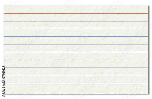 Old index card isolated on a white background. photo
