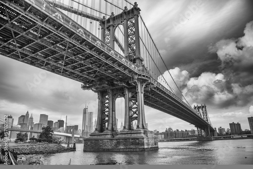 The Manhattan Bridge, New York City. Awesome wideangle upward vi © jovannig