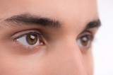 Macro shot of a man eyes. Isolated on white background