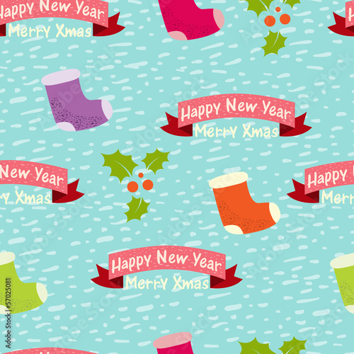 Christmas and New Year seamless background