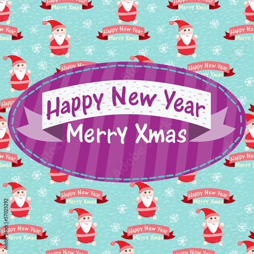 New Year and Christmas greeting card with Santa Claus