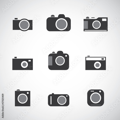 Set of Black and White Camera Icons