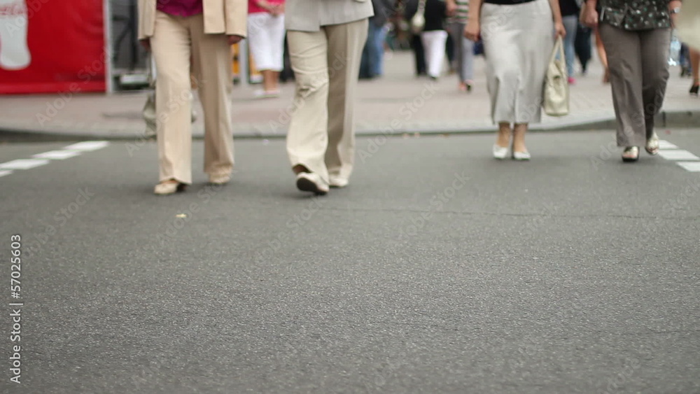 People crossing road after cars drive by, feet only, realtime People crossing road after cars drive by, feet only, realtime