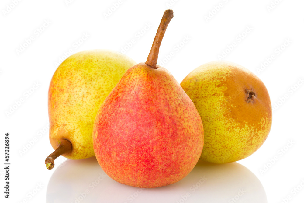 Three ripe pears isolated on white background Three ripe pears isolated on white background