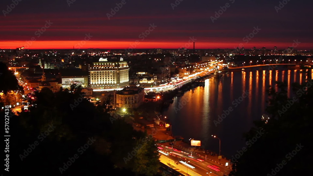 Night time timelapse of living city urban scape, yellow lights Night time timelapse of living city urban scape, yellow lights