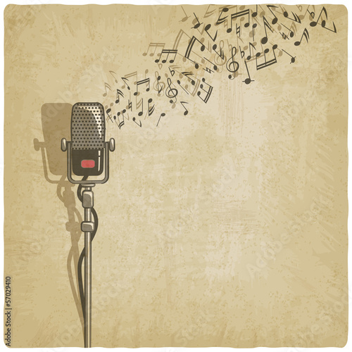 Vintage background with microphone - vector illustration