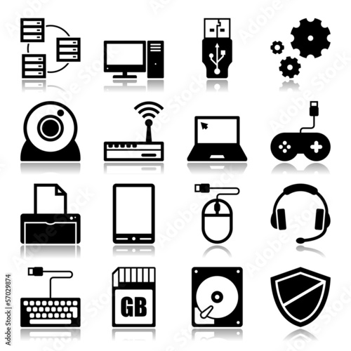 Computer icons with reflection