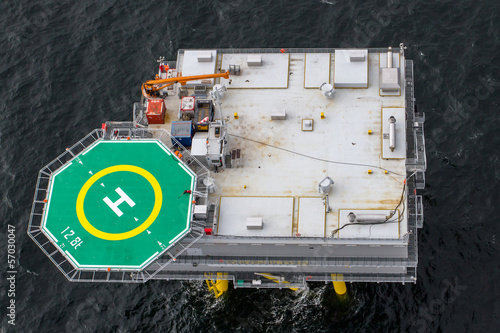 Aerial view of substation in offshore windfarm