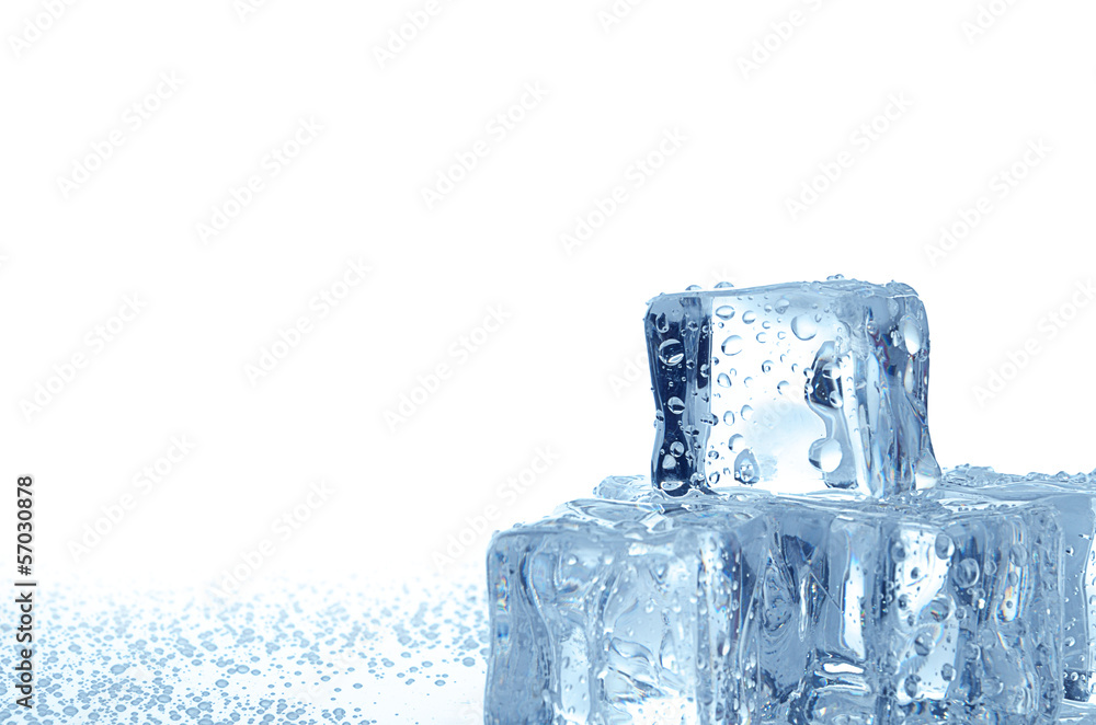 Ice cubes with water drops on the white background Ice cubes with water drops on the white background