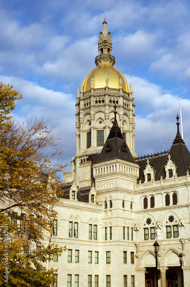 Connecticut state capitol building in Victorian Gothic style