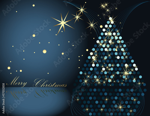 Christmas tree gold and blue