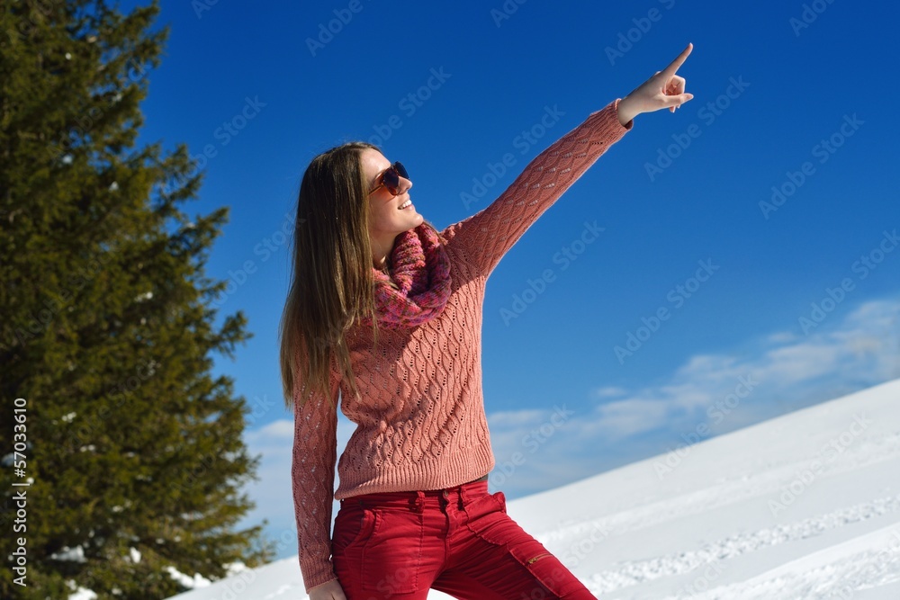 happy woman at winter happy woman at winter