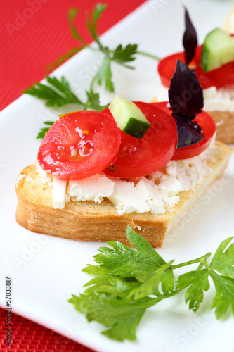 toast with cheese and fresh tomato
