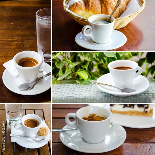 Set of espresso cups with cookies