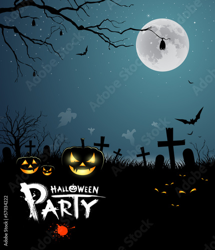 Halloween party scary design background, vector
