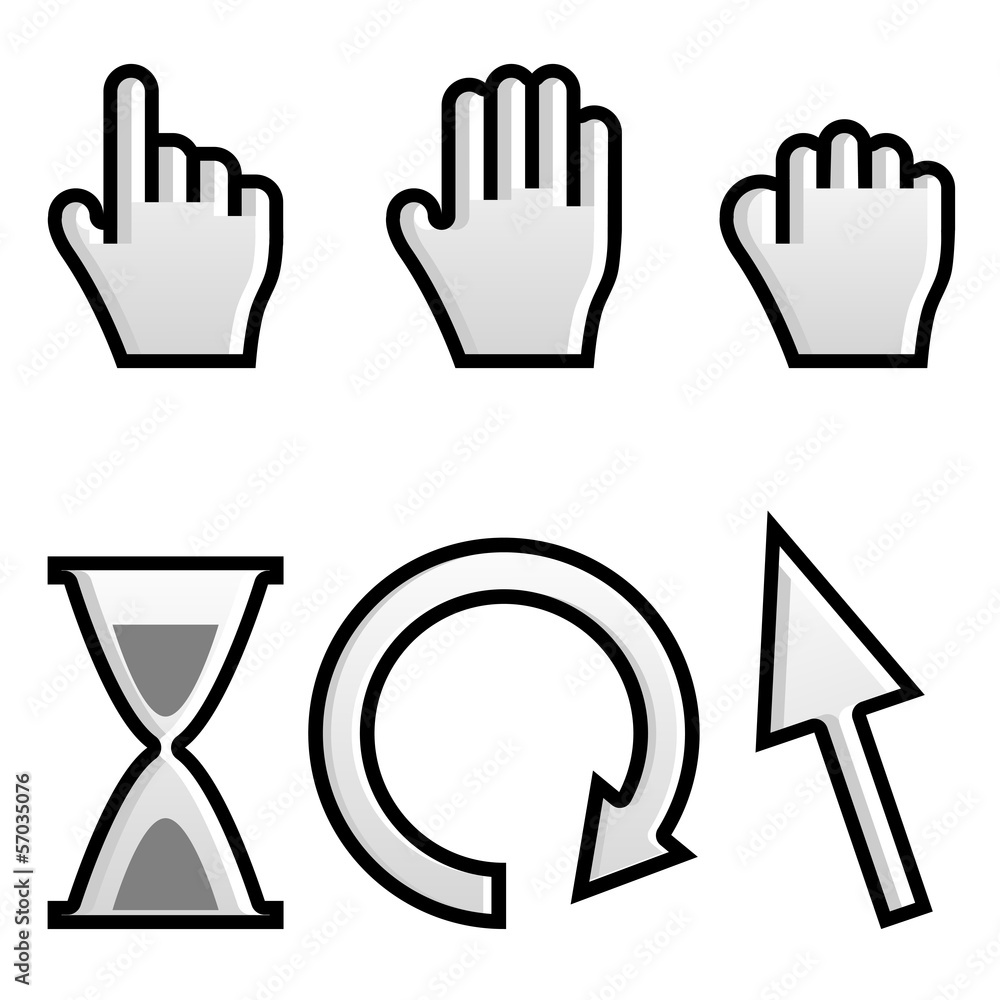 Obraz premium Web hand and arrow cursor with hour-glass.vector