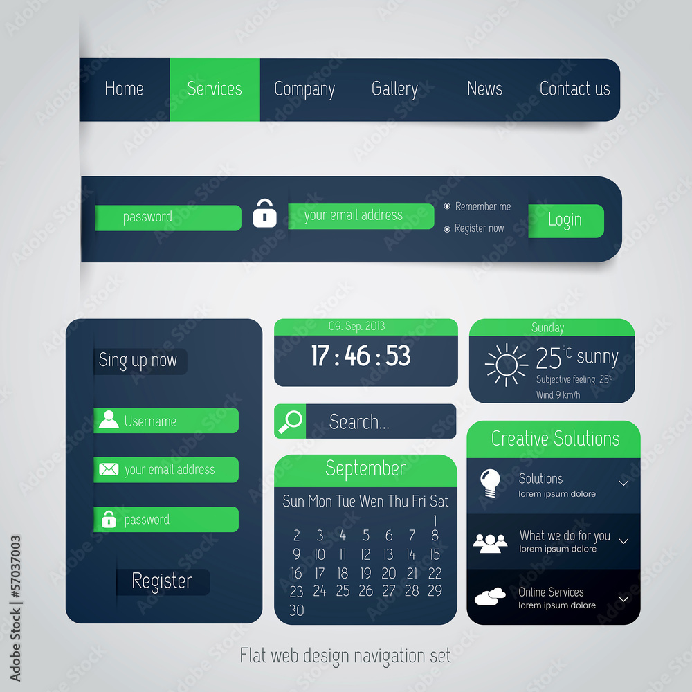 UI elements for web and mobile. Flat design. Vector UI elements for web and mobile. Flat design. Vector