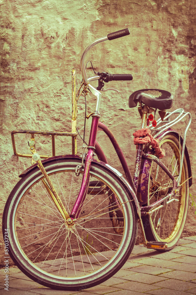 Retro styled image of a colorful bicycle