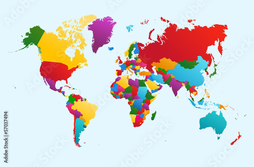 World map, colorful countries illustration EPS10 vector file. #57037494