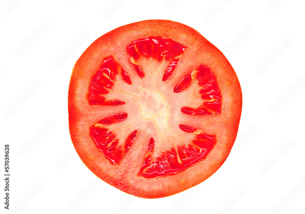 Slice of tomato isolated on white Slice of tomato isolated on white