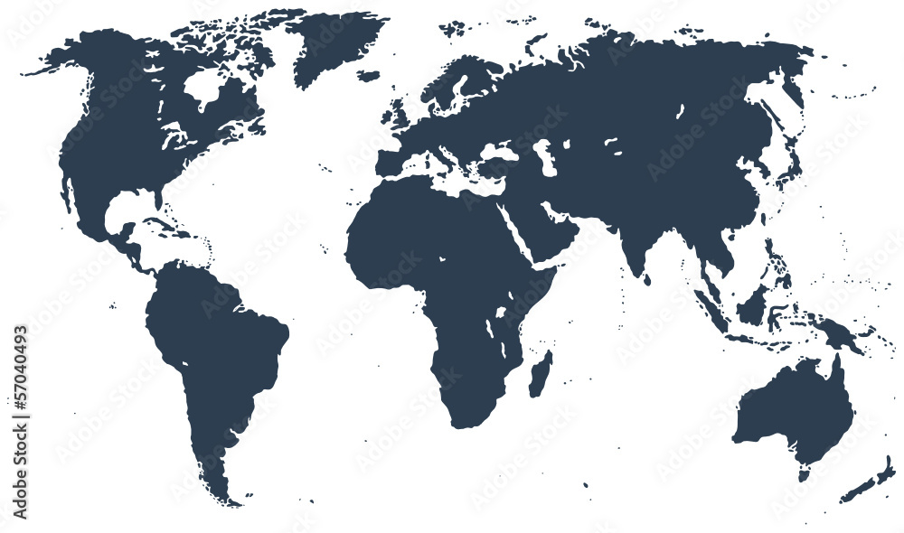 Midnight Blue Detailed World Map