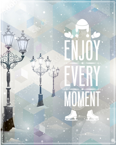 Winter poster. Vector background.