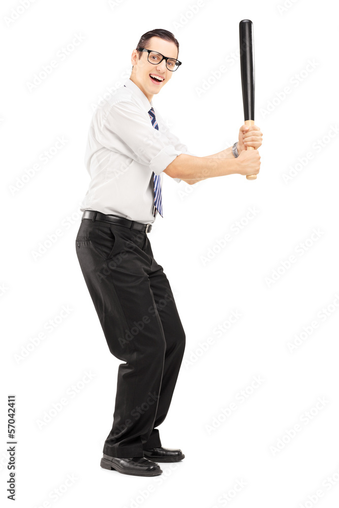 Person with a baseball bat prepared to strike Person with a baseball bat prepared to strike