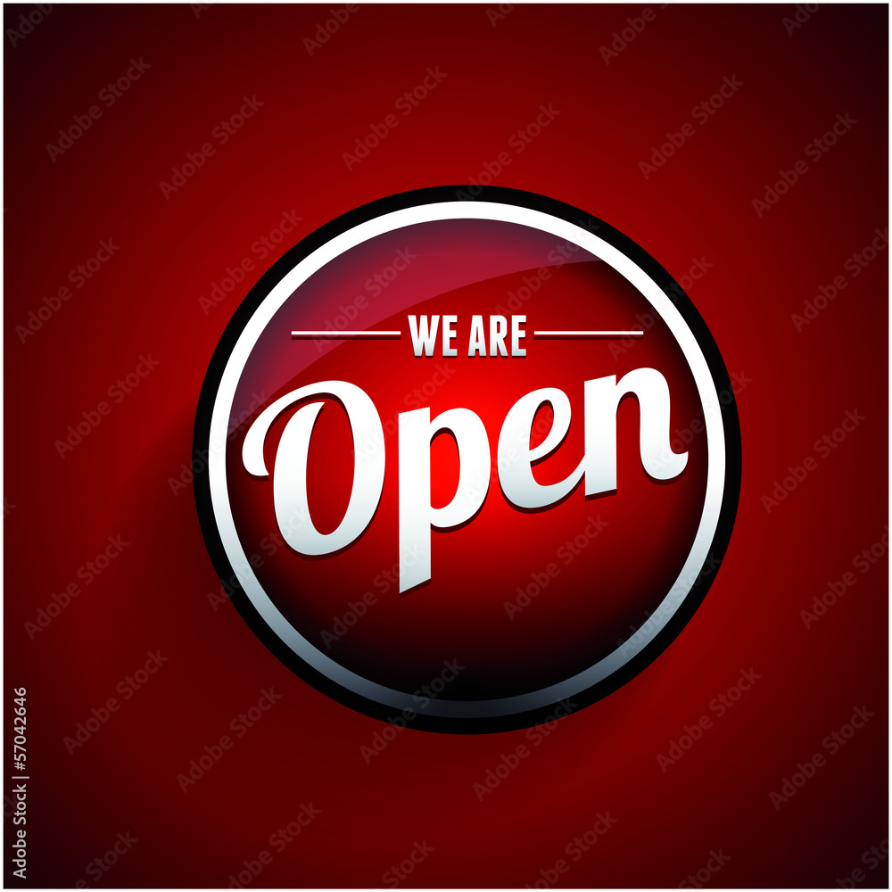 We are open sign button We are open sign button