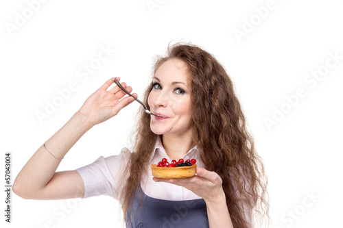 Woman enjoy cake