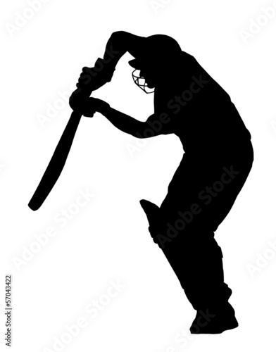 Sport Silhouette - Cricket Batsman Blocking Ball
