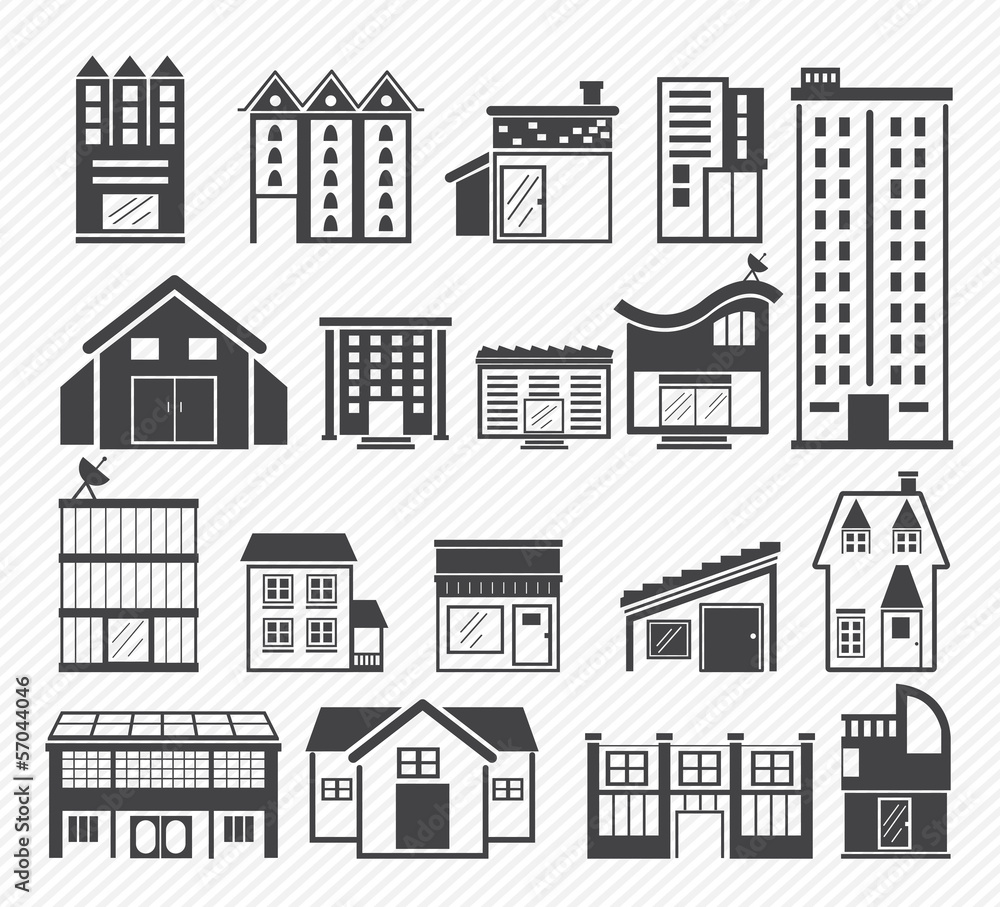 Building Icons isolated on white background