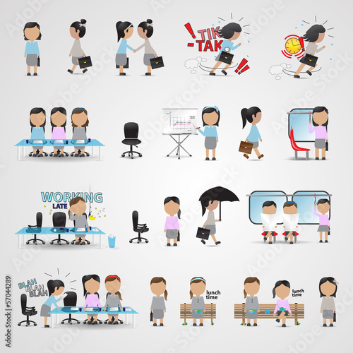 Business People Set - Isolated On Gray Background