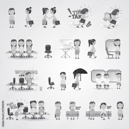 Business People Set - Isolated On Gray Background