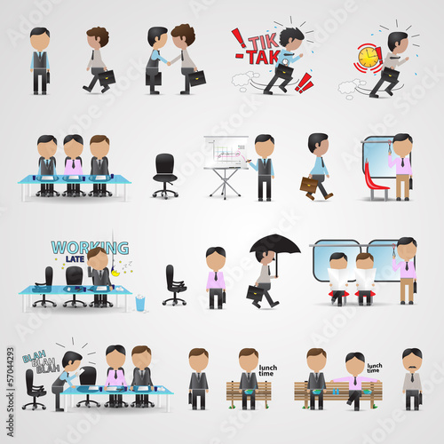 Business People Set - Isolated On Gray Background