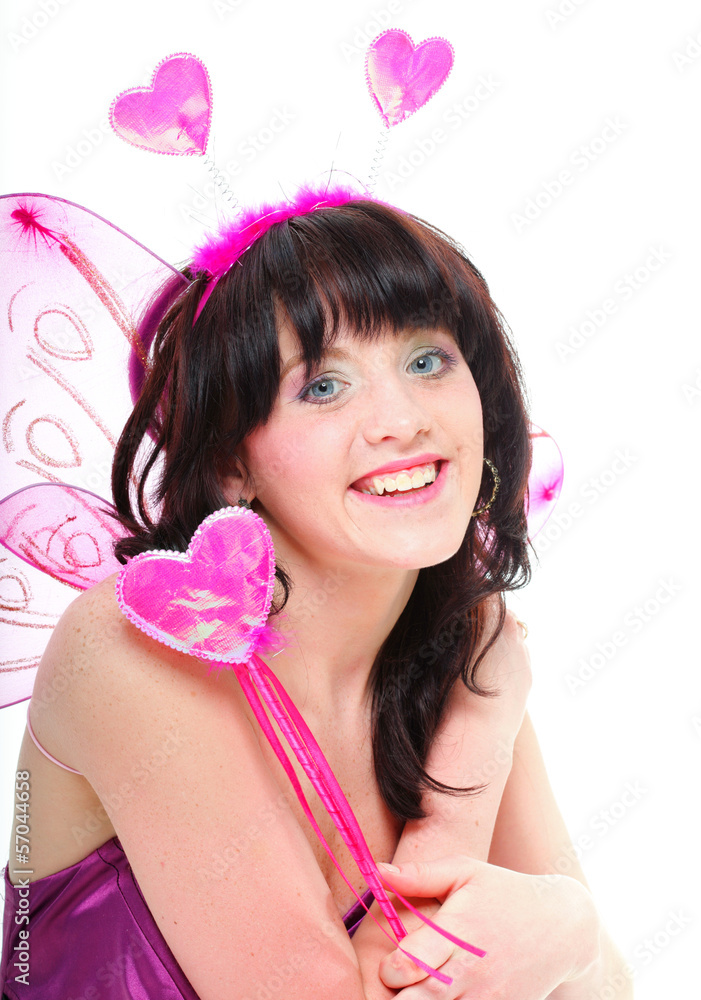 beautiful girl woman red pink heart isolated beautiful girl woman red pink heart isolated
