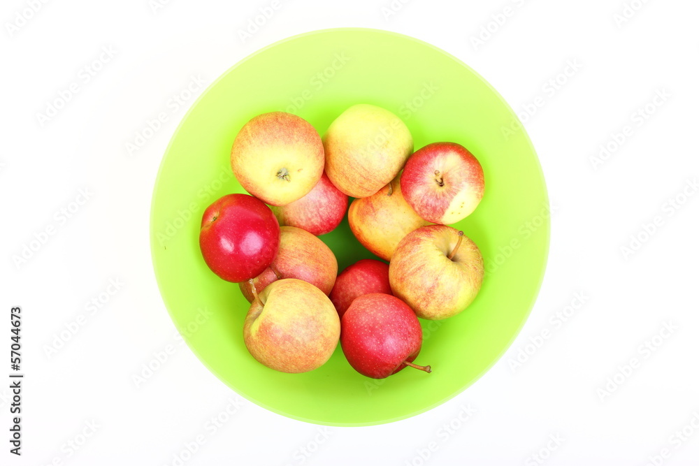 Fresh green, red apples in basket isolated Fresh green, red apples in basket isolated