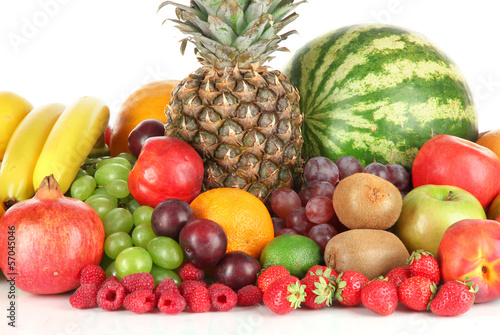 Different fruits isolated on white