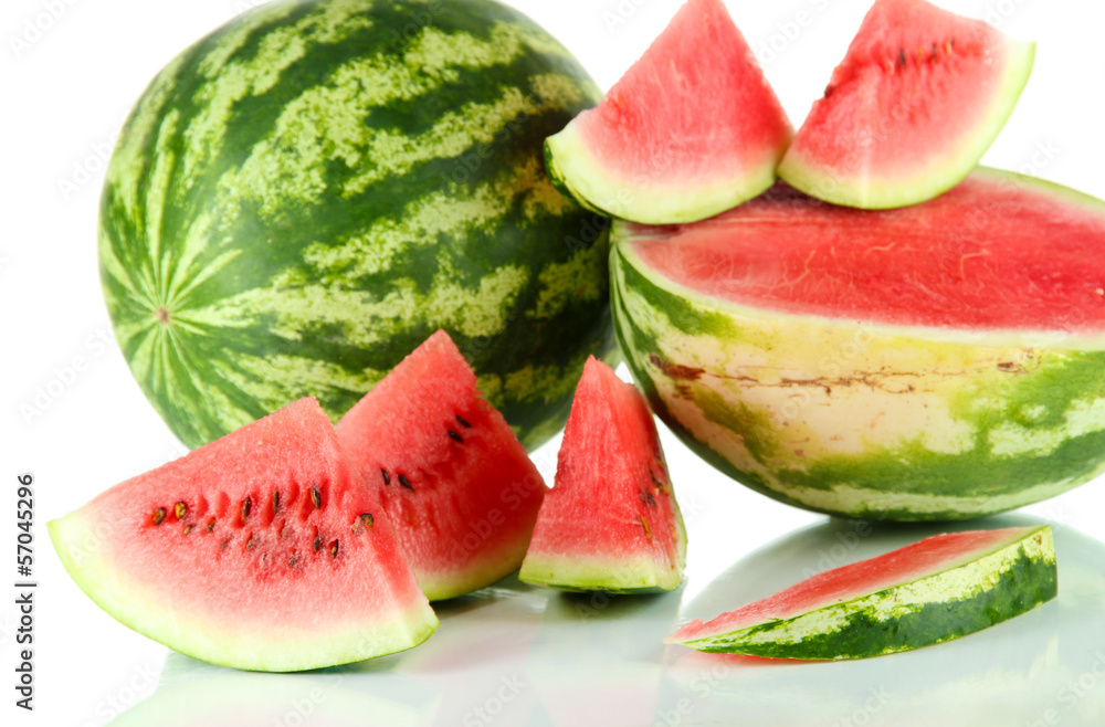Ripe watermelons isolated on white Ripe watermelons isolated on white