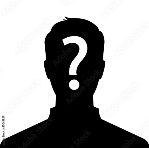 Anonymous man silhouette profile picture with question mark  photo