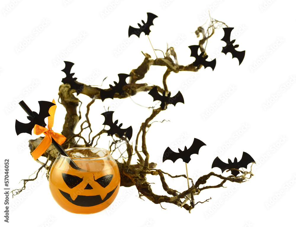 Halloween cocktail with bat branch 2