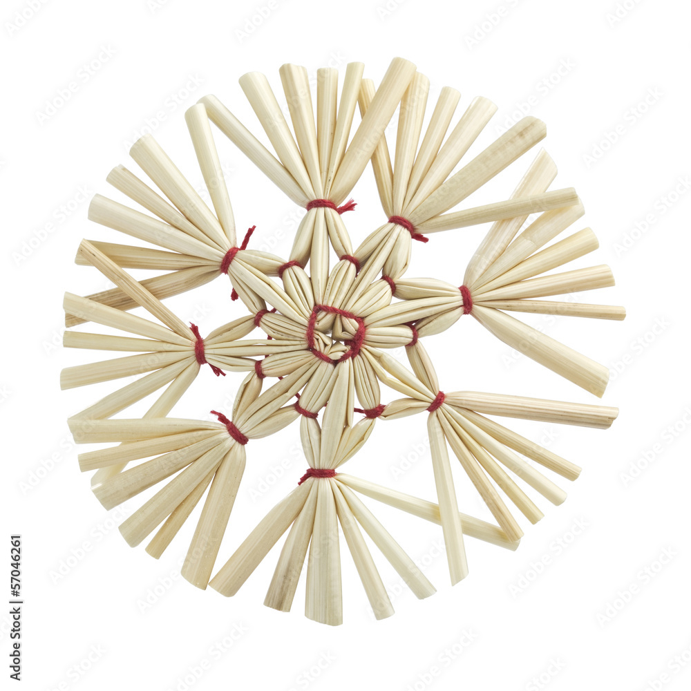 christmas star made of straw-clipping path included