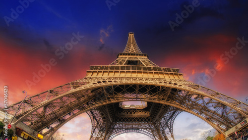 La Tour Eiffel, Wideangle Street view in Paris #57046420