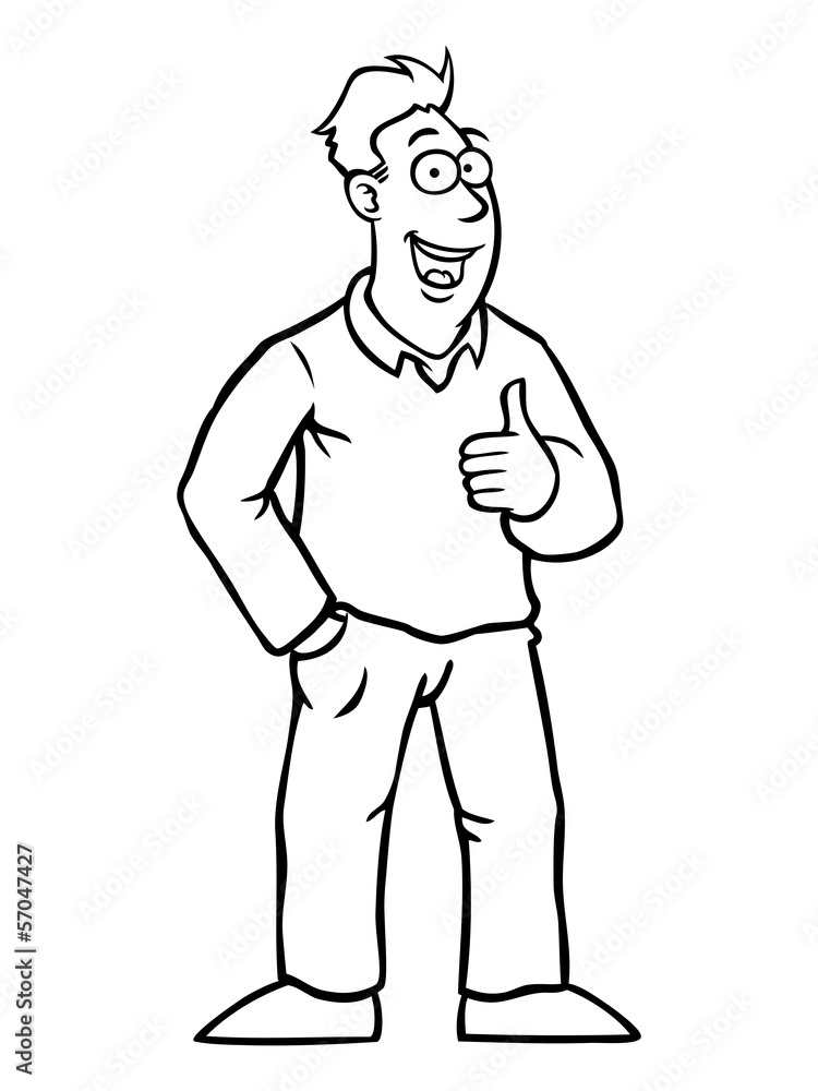 Black and white man smiling and holding his thumbs up Black and white man smiling and holding his thumbs up